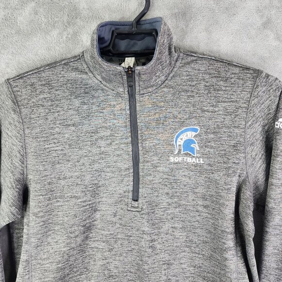 Mens Heather Gray Adidas Team Issue Pullover Sweatshirt 1/4 Zip Long Sleeve M - Picture 4 of 13